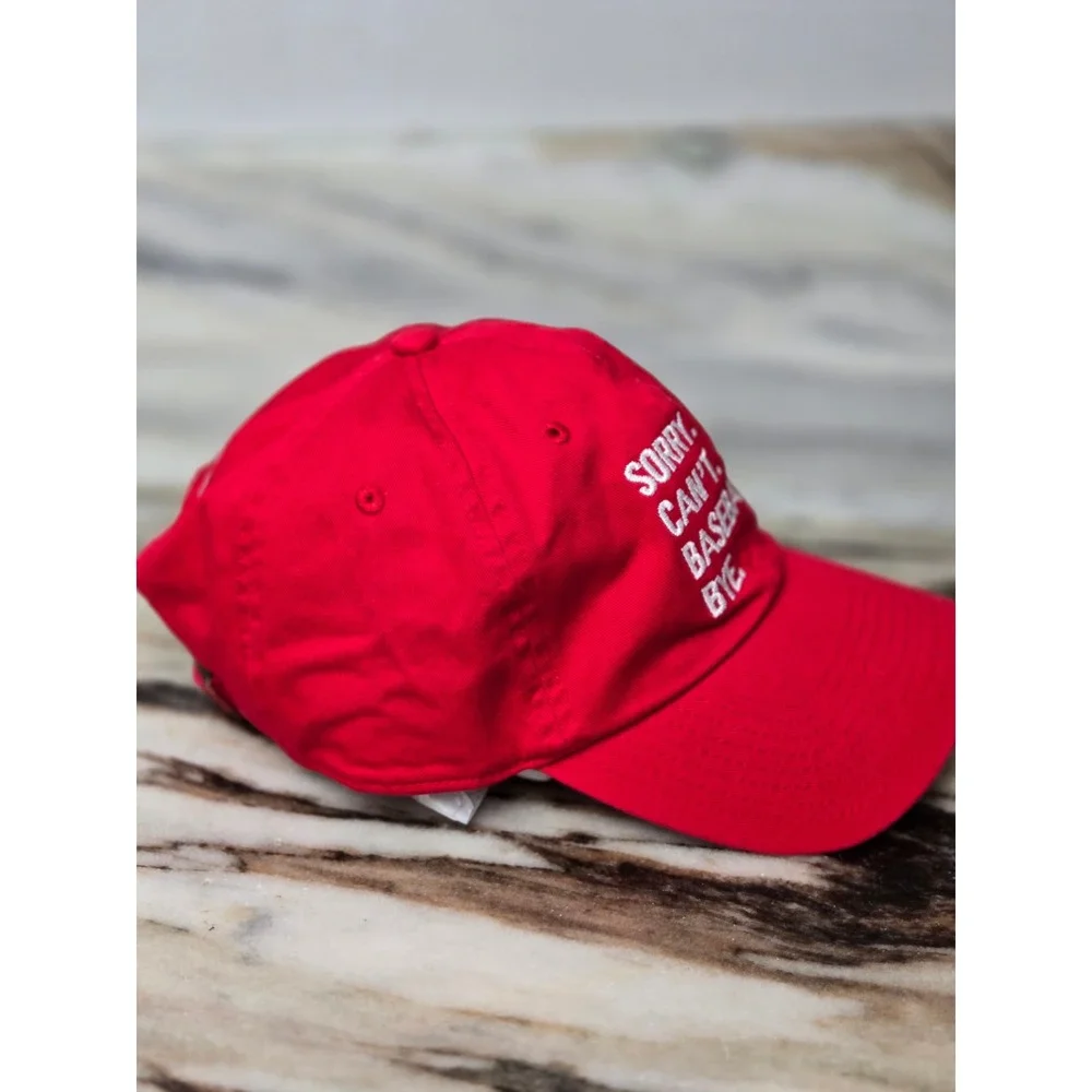 47 Brand Red Sorry Can't Baseball Bye Embroidered Dad‎ Hat Strapback OSFA